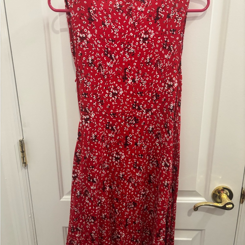 Red Floral Wrap Dress - Picture 4 of 5